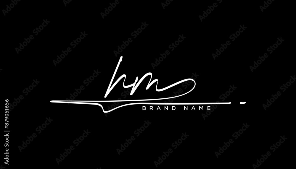 HM letter beauty handwriting vector logo. HM letter beauty handwriting vector logo.