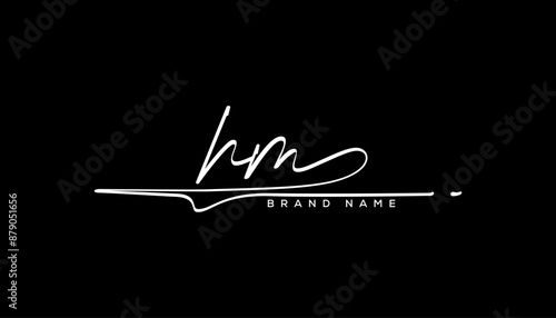 HM letter beauty handwriting vector logo. 