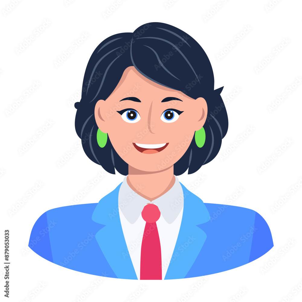 A flat icon showing boss lady in a suit with short hairs
A flat icon showing boss lady in a suit with short hairs