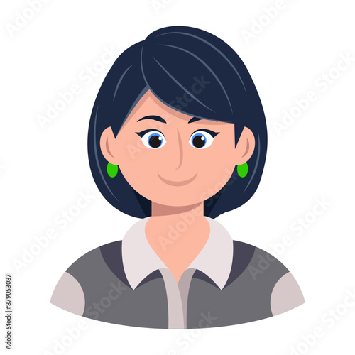 A flat style icon of female employee with short hair

