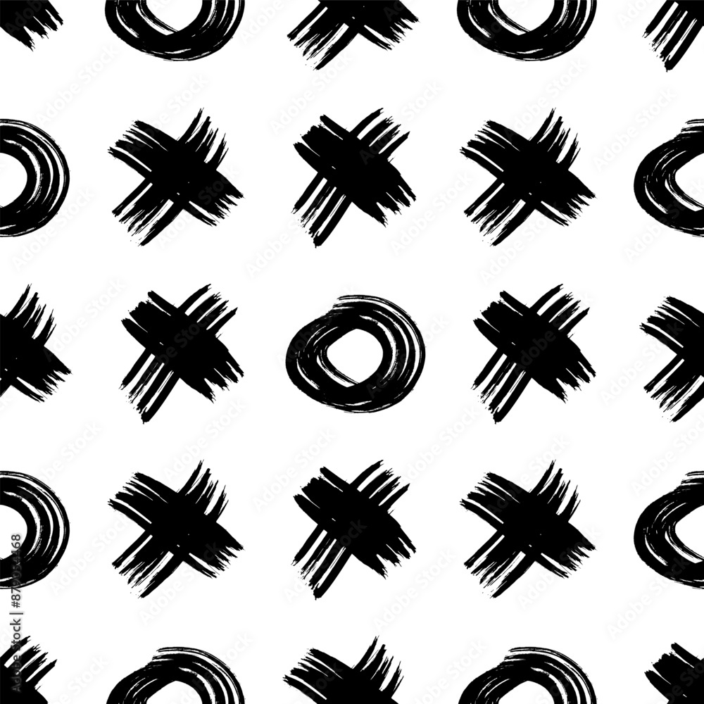 Seamless pattern with sketch cross and circle shapes Seamless pattern with sketch cross and circle shapes