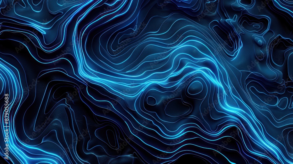 Abstract Neon Blue Lines on Black Background Abstract Neon Blue Lines on Black Background