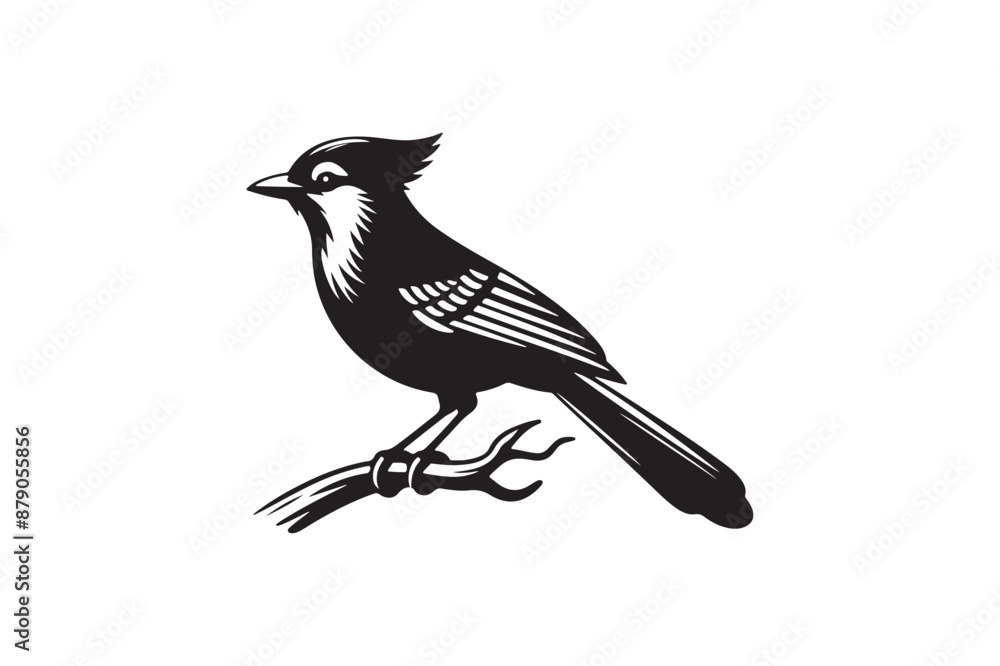 Blue jay Bird Silhouette Vector Illustration Blue jay Bird Silhouette Vector Illustration