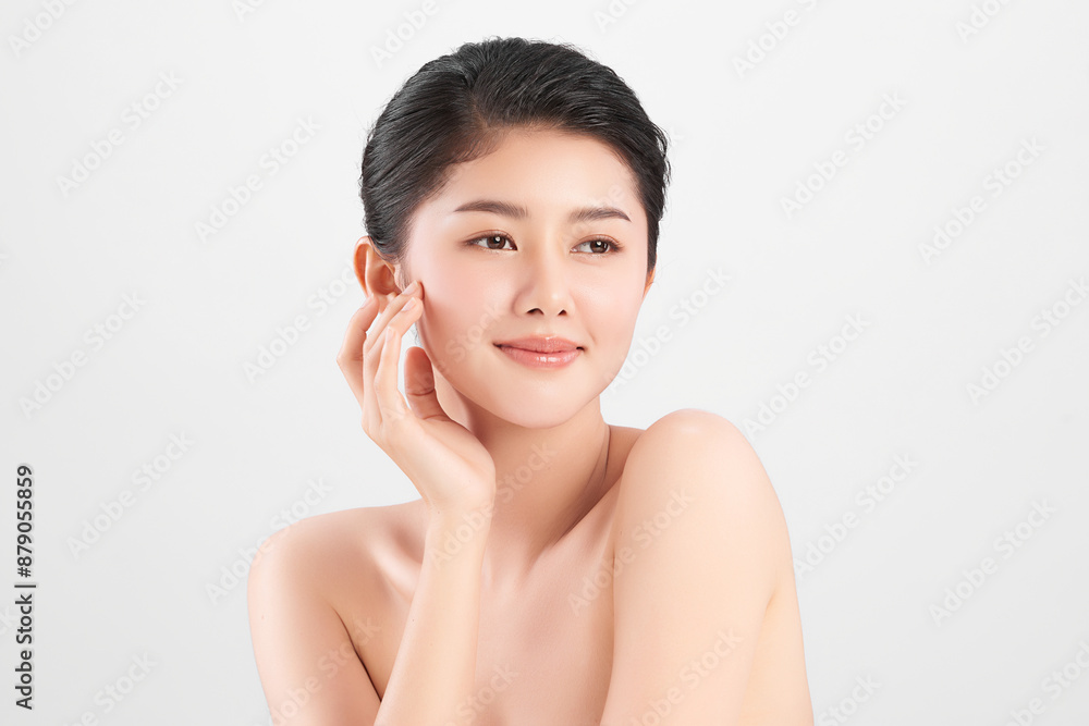 Beautiful young asian woman with clean fresh skin on white background, Face care, Facial treatment, Cosmetology, beauty and spa, Asian women portrait. Beautiful young asian woman with clean fresh skin on white background, Face care, Facial treatment, Cosmetology, beauty and spa, Asian women portrait.
