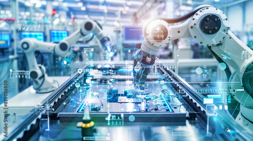A robot is working on a computer chip A robot is working on a computer chip
