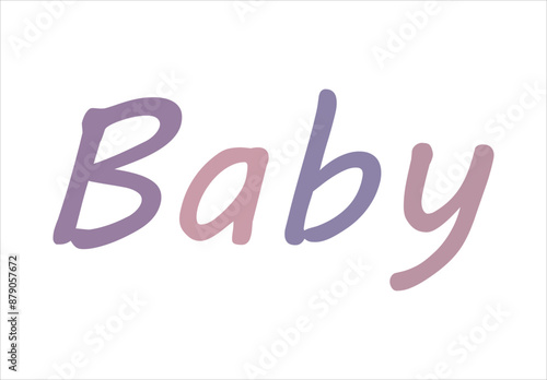 Palabra de bebe de color rosa y morado
