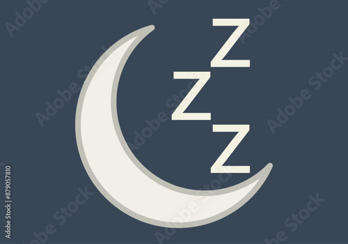 Luna blanca con ZZZ de dormir en fondo azul oscuro de noche 