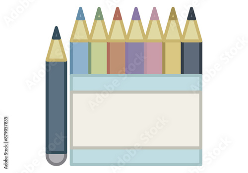 Caja de lápices de colores o pinturas de madera