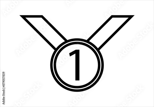 Icono negro de medalla o condecoración para el primero