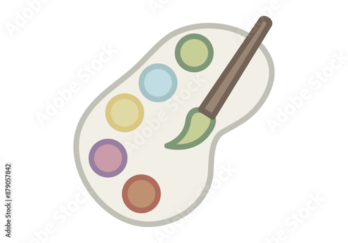Paleta de colores de acuarela con pinceles