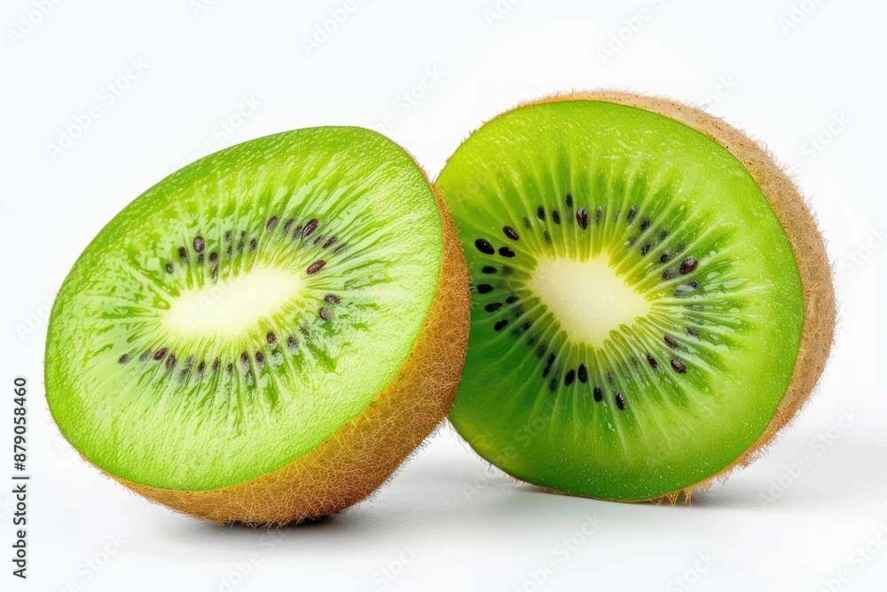 Fresh Kiwi Fruit Halves on White Background Fresh Kiwi Fruit Halves on White Background