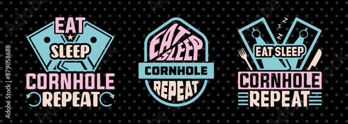 Eat Sleep Cornhole Repeat SVG Cornhole game Tshirt Bundle Cornhole Quote Design, PET 00112