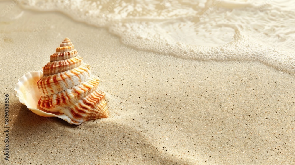 Seashell on sand with empty space Seashell on sand with empty space