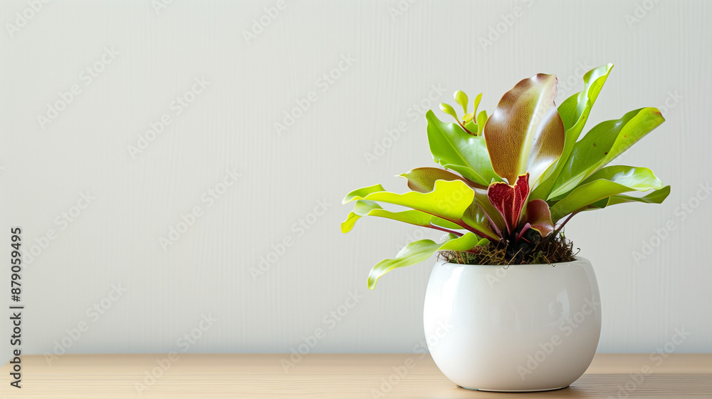 Pitcher plant in a white minimalist pot on the table, Ai generated Images Pitcher plant in a white minimalist pot on the table, Ai generated Images