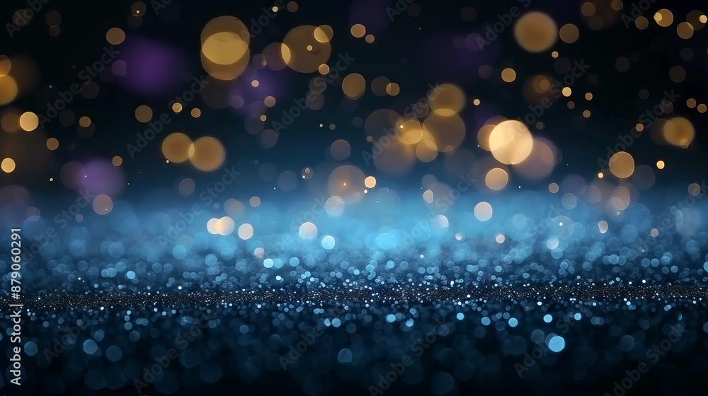 Abstract background with blue glitter and bokeh lights. Perfect for festive or celebratory designs. Abstract background with blue glitter and bokeh lights. Perfect for festive or celebratory designs.