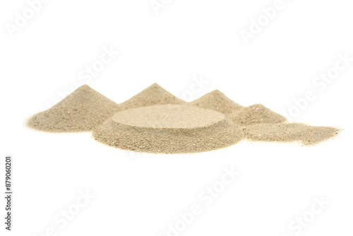 Pile desert sand dune isolated on white background, side view