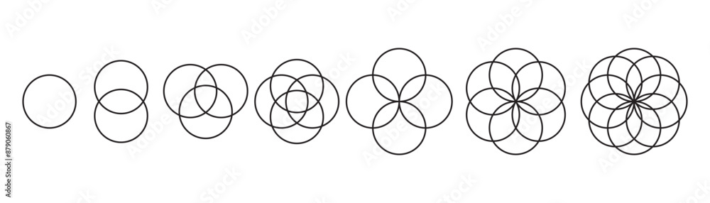 simple overlapping circles Venn diagram vector icons in line style design for website, app, UI, also interlocked rounds style. Vector illustration. Isolated on white background. simple overlapping circles Venn diagram vector icons in line style design for website, app, UI, also interlocked rounds style. Vector illustration. Isolated on white background.