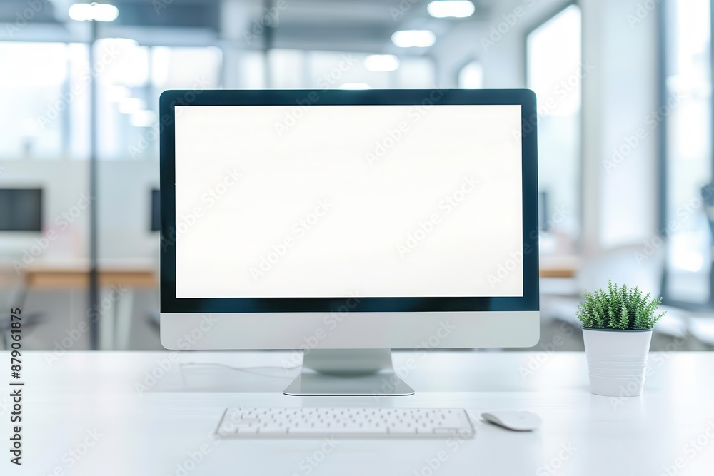 Computer screen sign with empty space for text, blurred computer lab background, digital learning Computer screen sign with empty space for text, blurred computer lab background, digital learning