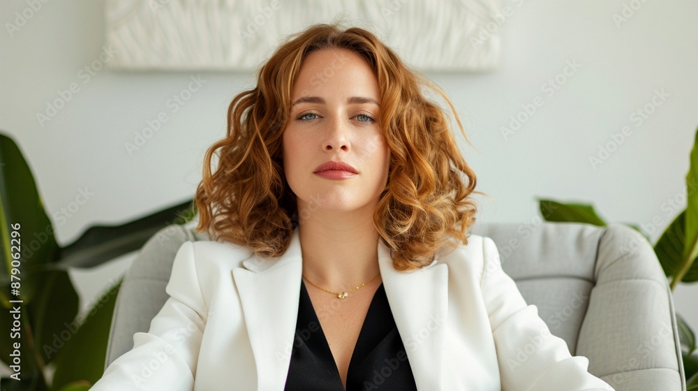 Full-figured woman at a professional workplace, exuding confidence and competence, challenging stereotypes and celebrating diversity Full-figured woman at a professional workplace, exuding confidence and competence, challenging stereotypes and celebrating diversity