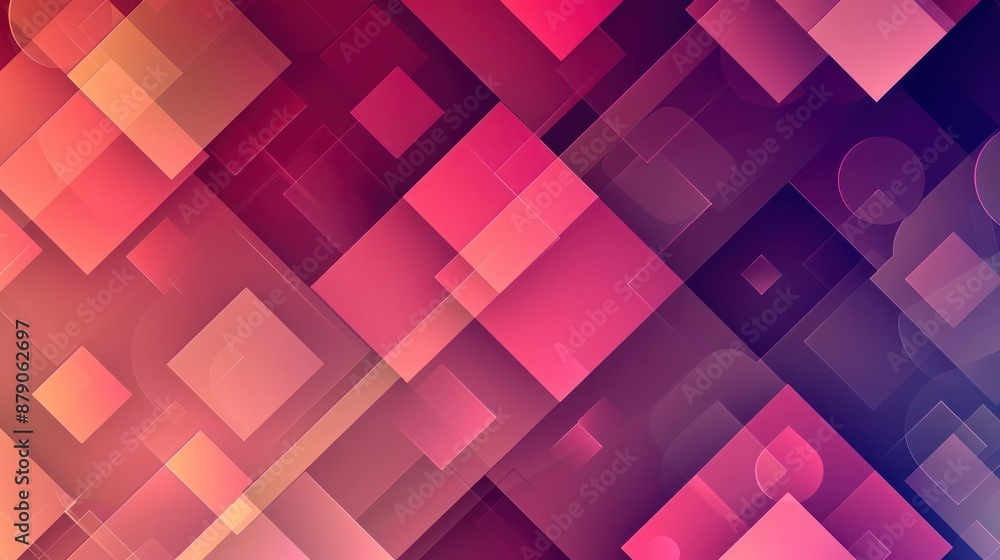 A stunning abstract background with geometric patterns in gradient transitions, featuring an array of overlapping squares and circles that blend from deep magenta to rosy pink to soft peach
A stunning abstract background with geometric patterns in gradient transitions, featuring an array of overlapping squares and circles that blend from deep magenta to rosy pink to soft peach