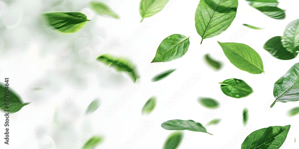 Leaves in Motion Green Leaves on a White Background. Concept Nature Photography, Motion Blur, Greenery, White Background, Creative Composition Leaves in Motion Green Leaves on a White Background. Concept Nature Photography, Motion Blur, Greenery, White Background, Creative Composition