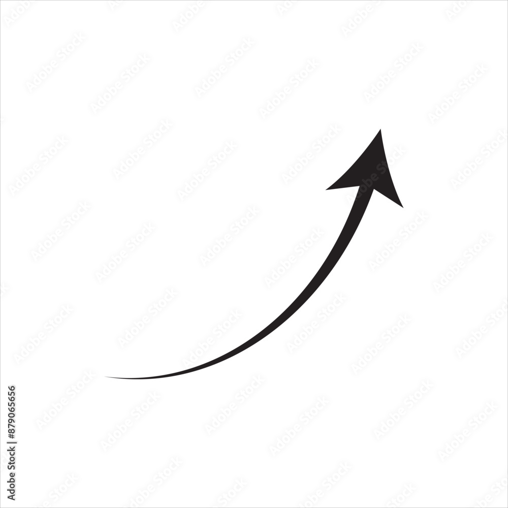 Curve arrow icon vector . black curve arrow icon pointing up. direction pointing arrow icon vector.