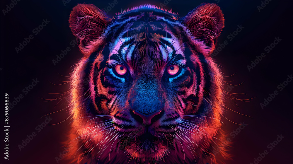 Neon Tiger Portrait Illustration Neon Tiger Portrait Illustration