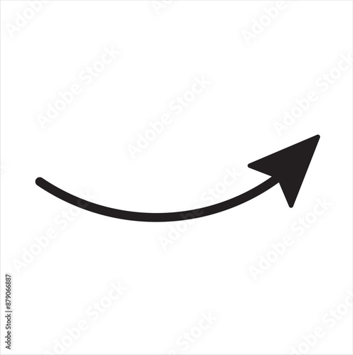 Curve arrow icon vector . Black long up arrow icon vector . arrow pointing upward.
