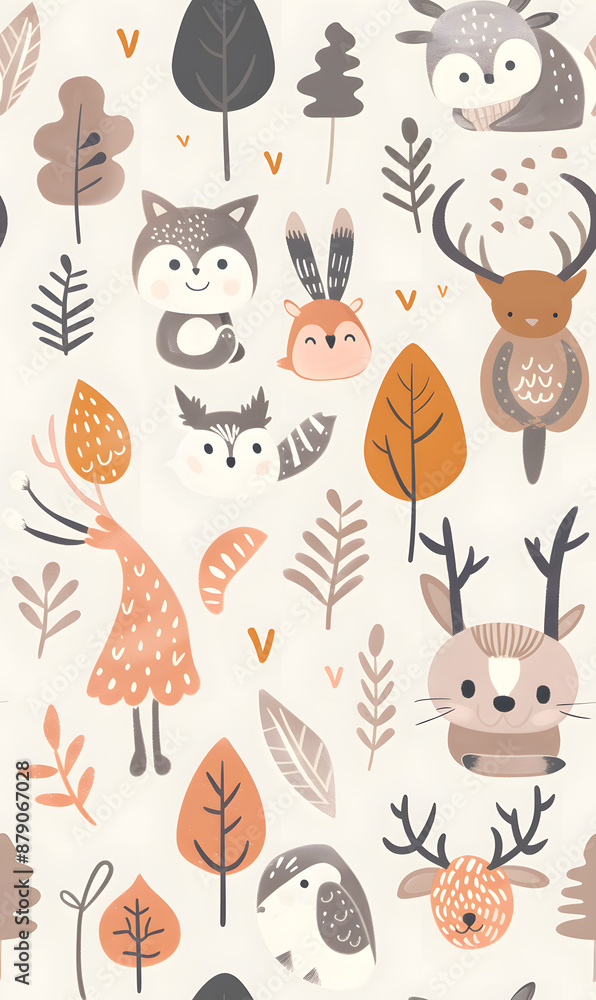 Obraz premium cartoon 2d illustrator doodle pattern, cute pattern in graphic seamless pattern