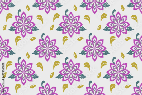 Native pattern ikat Western geometric seamless pattern. Illustration, vector, design.seamless pattern with flowers