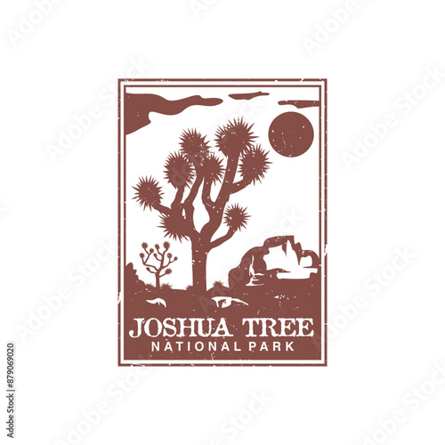 Joshua tree national park vector illustration in stamp style.
