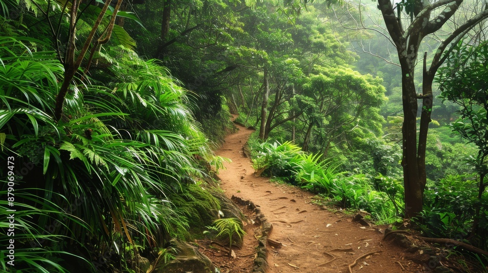 Winding Path Through Lush Tropical Forest. Winding Path Through Lush Tropical Forest.