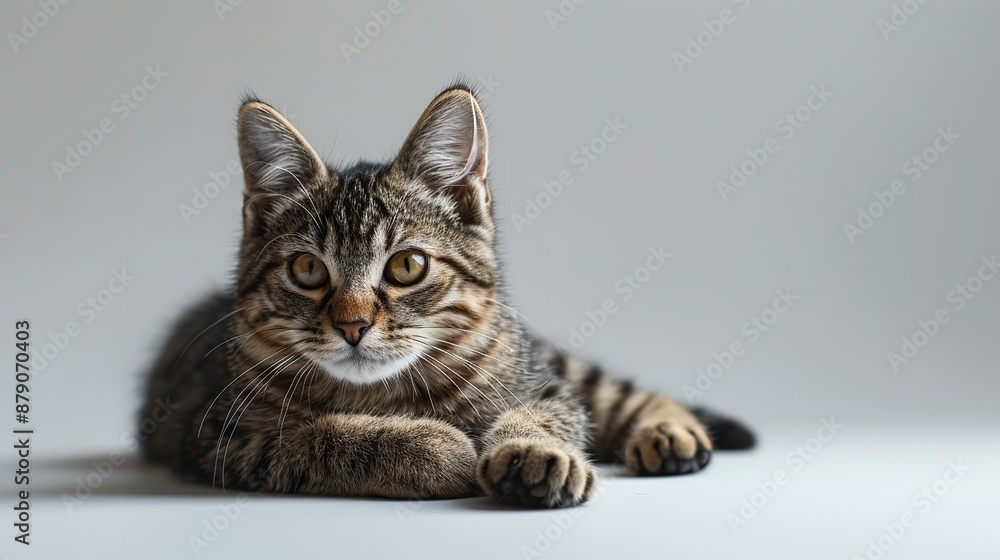 British cat lying and playing isolated on a white background British cat lying and playing isolated on a white background