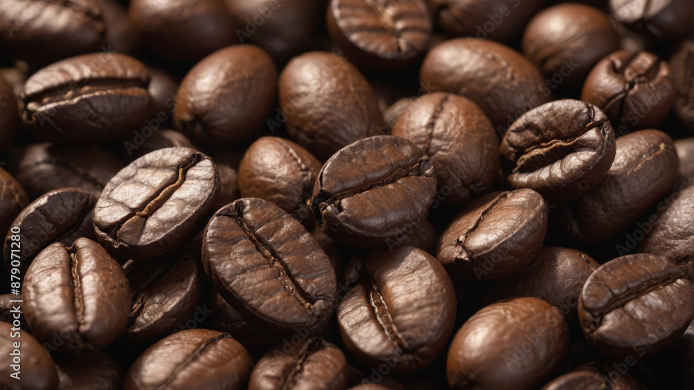 Detailed Close-Up of Coffee Beans with Texture Detailed Close-Up of Coffee Beans with Texture