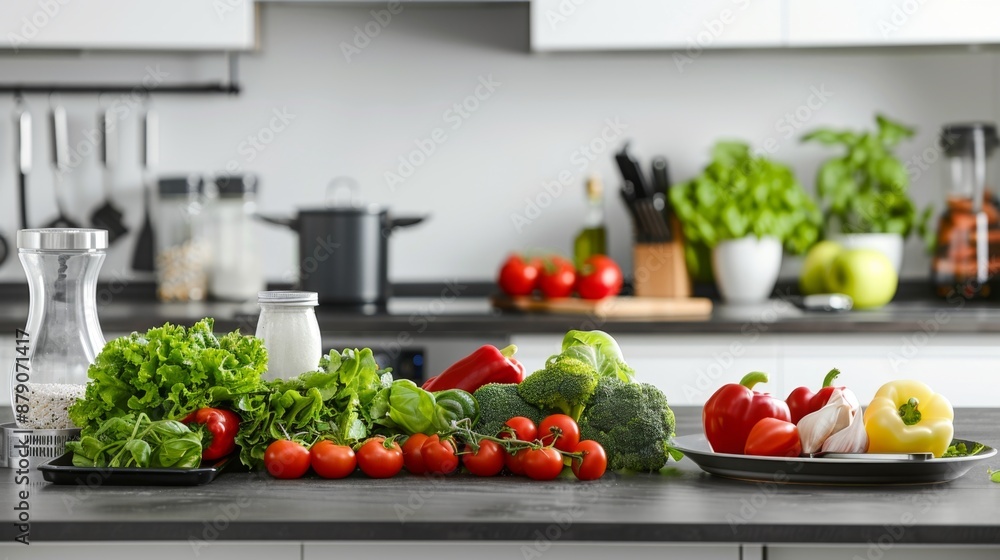 Fresh Vegetables on Kitchen Countertop. Fresh Vegetables on Kitchen Countertop.