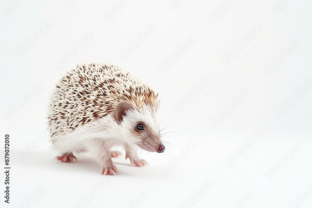 Obraz premium Curious Hedgehog on a White Background