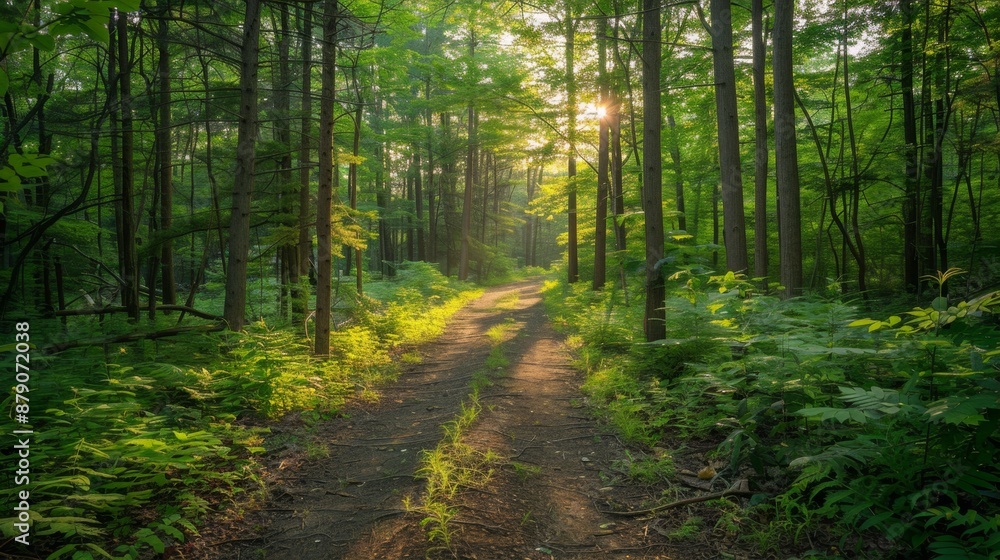 Obraz premium Sunlit Forest Path.