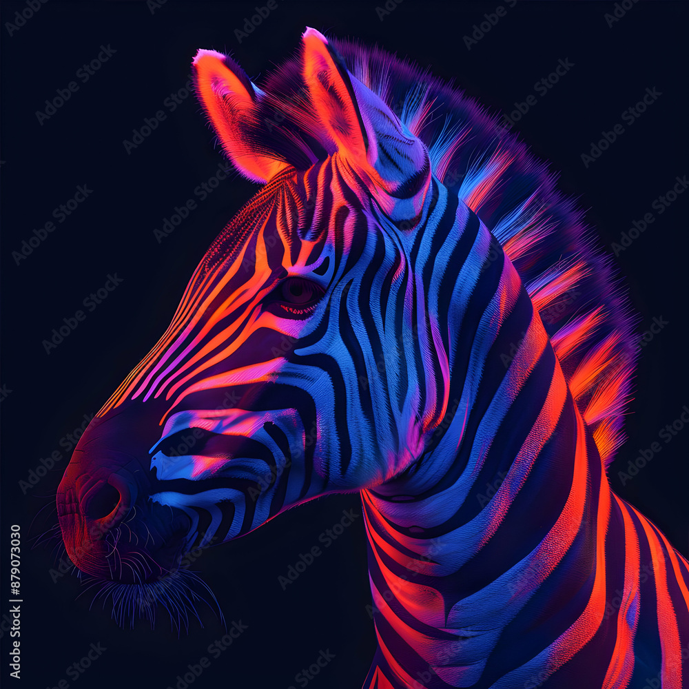 Neon Zebra 3D Illustration Neon Zebra 3D Illustration