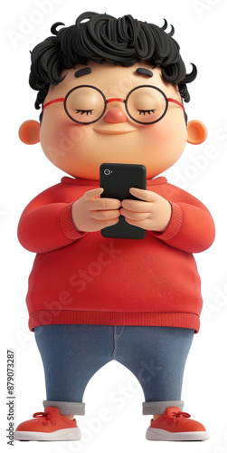 PNG  Chubby kid holding cellphone toy white background electronics. photo