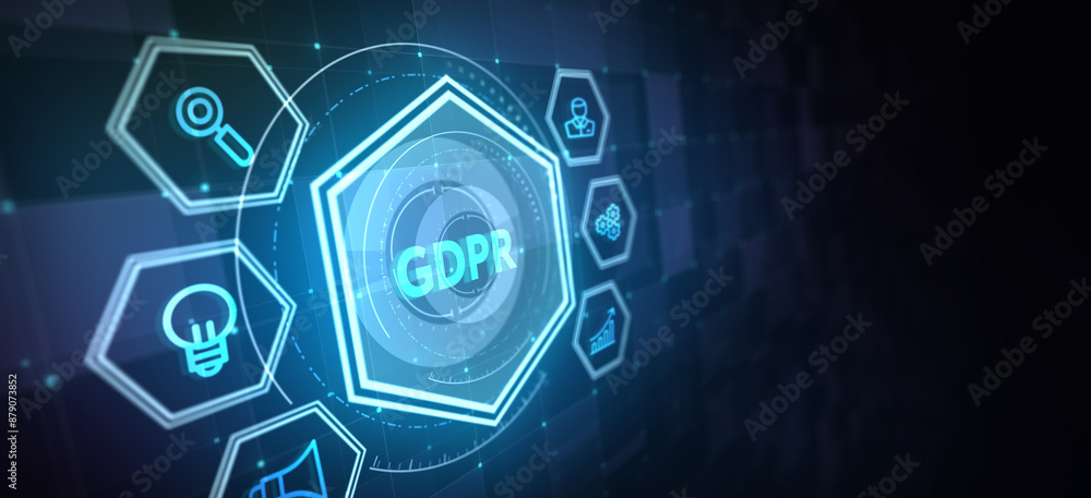 Fototapeta premium GDPR Data Protection Regulation European Law Cyber security compliance. 3d illustration