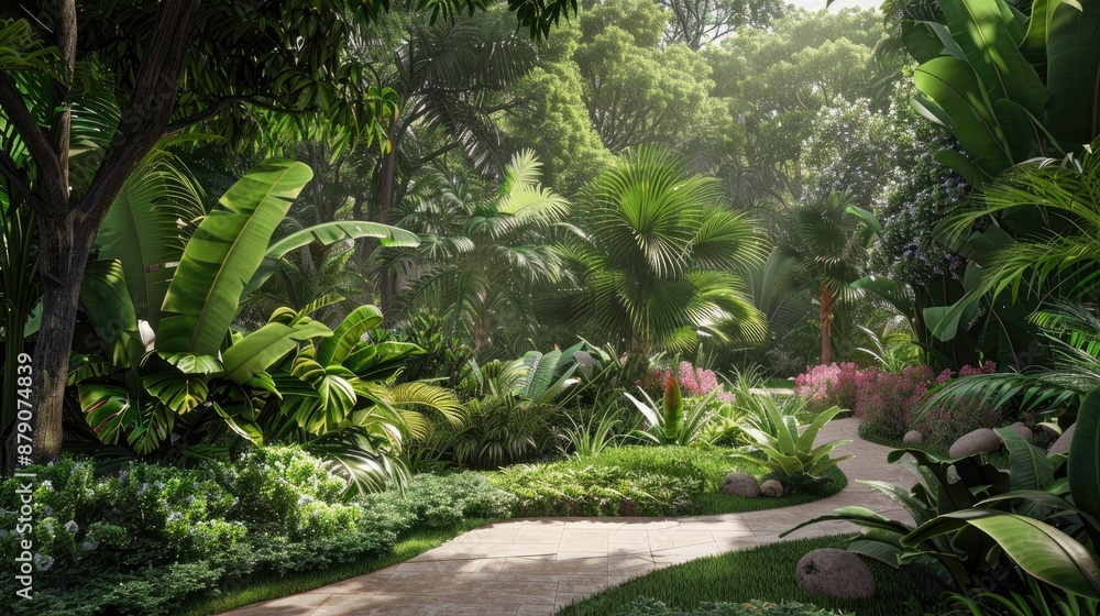 Lush greenery in a tropical summer setting Lush greenery in a tropical summer setting