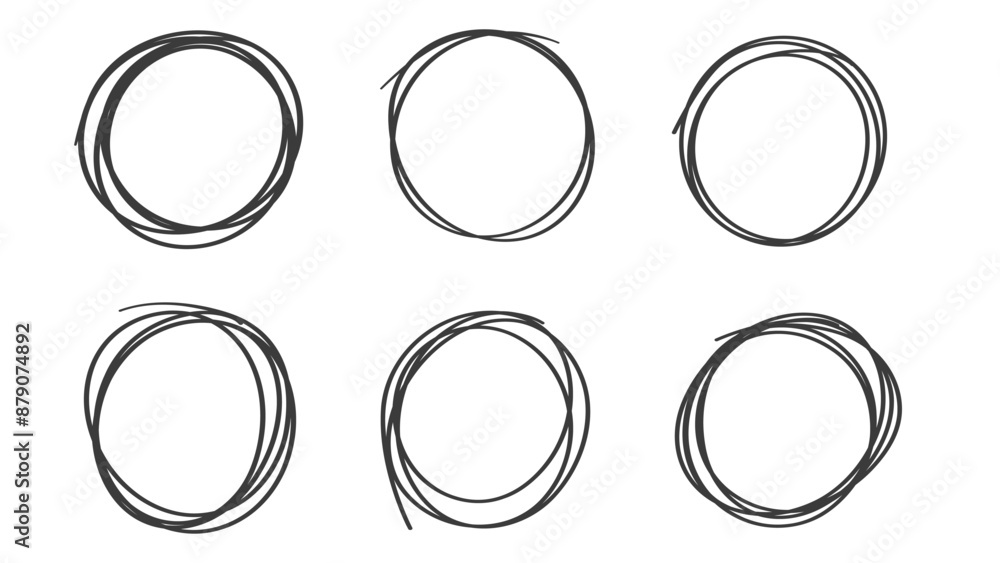 Hand drawn circle line sketch set, line art style ,Hand drawn design elements , Flat Modern design, isolated on white background, illustration vector EPS 10 Hand drawn circle line sketch set, line art style ,Hand drawn design elements , Flat Modern design, isolated on white background, illustration vector EPS 10