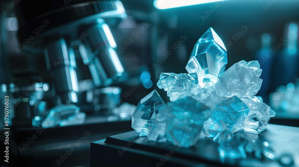 High-Tech Laboratory Environment Featuring Holographic Sulfur Crystals ...