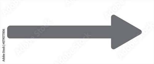 Thin black arrow pointing right. Long, straight-line arrow icon in white. Graphic illustration for direction symbols, up and down signs. Vector horizontal arrow variation isolated on white background