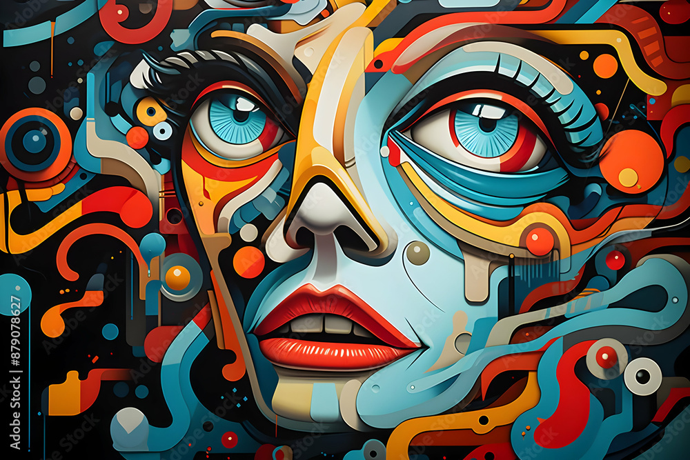 Abstract Illustration of a Woman's Face with Geometric Shapes Abstract Illustration of a Woman's Face with Geometric Shapes