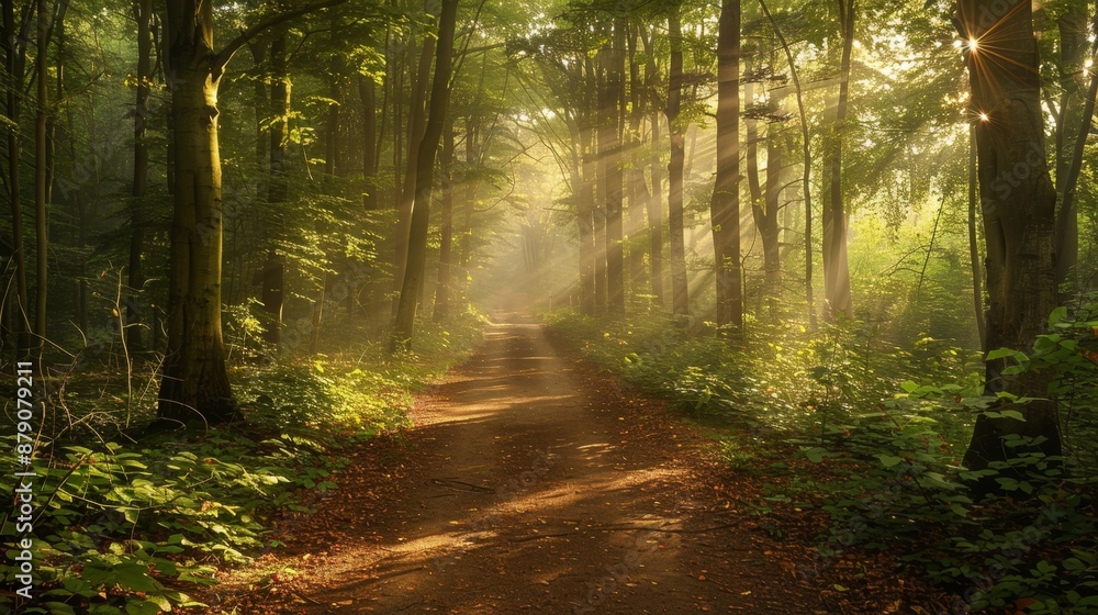 Fototapeta premium Sunbeams in a Forest.