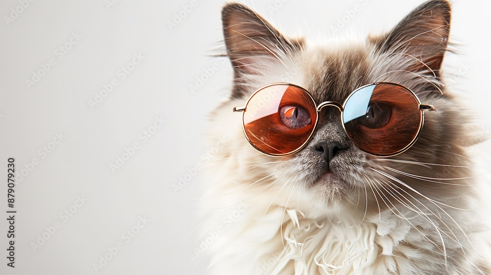 cute cat wearing glasses and shirt white background photography cute cat wearing glasses and shirt white background photography