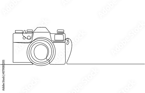 Retro camera one line continuous. Line art camera. Hand drawn vector art, Digital camera single continuous line drawing vector illustration. Premium vector, Continuous One Line Drawing of Camera.