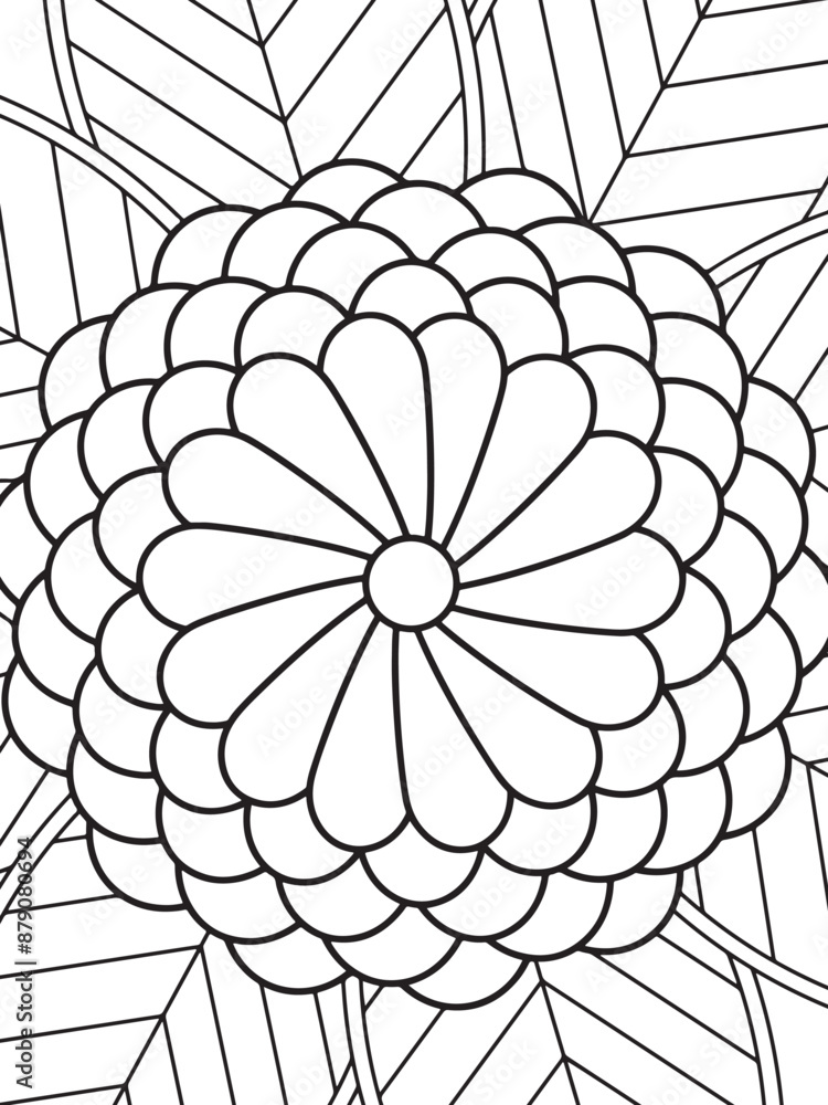 Obraz premium flowers Coloring Book Pages flowers for Relaxation and Stress Relief on Flowers Patterns 