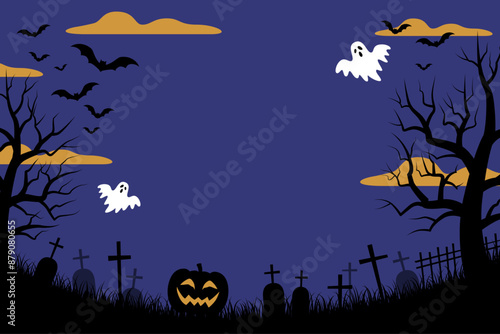 ハロウィン背景_ベクターイラスト（2:3）